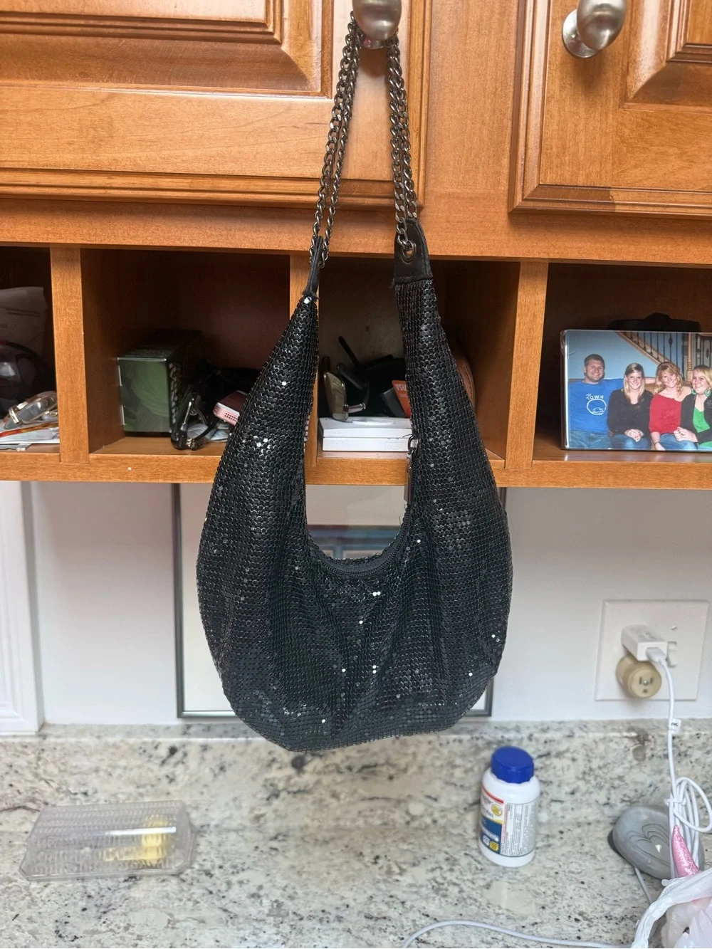 Vintage Max Mayer Y2K Sequin Club Bag Black Mesh Shoulder Purse NYE Party